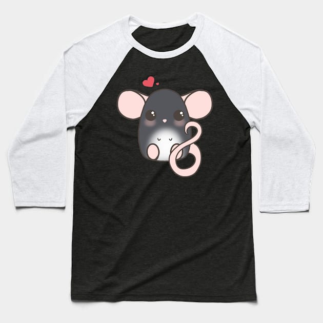 Cute Rat - Dumbo Grey Baseball T-Shirt by Art By December